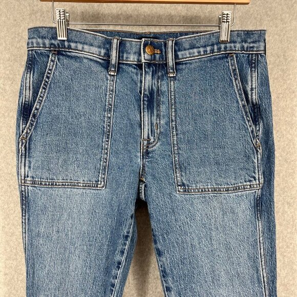 J Crew Womens Mid Rise Straight Leg Utility Crop Jean Size 27 VTG Denim Wash EUC - Picture 2 of 12